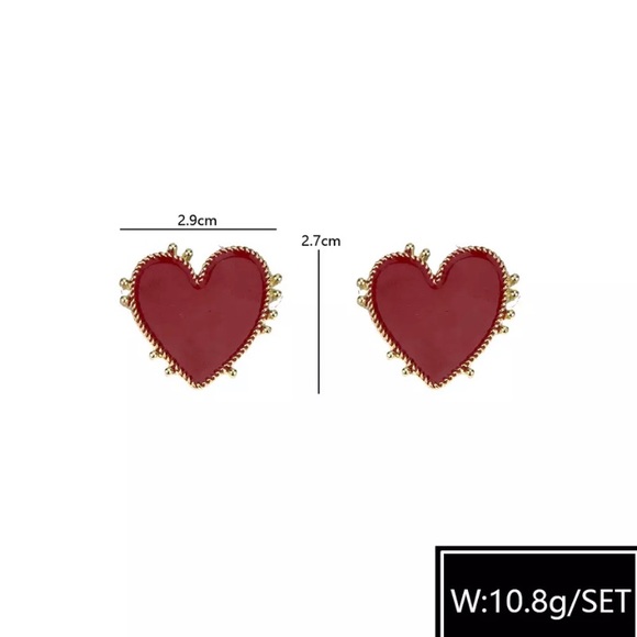 3️⃣@$30❤️Gold Red Heart Stud Earrings - Picture 2 of 4
